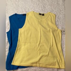 Yellow and Blue Sleeveless Tops